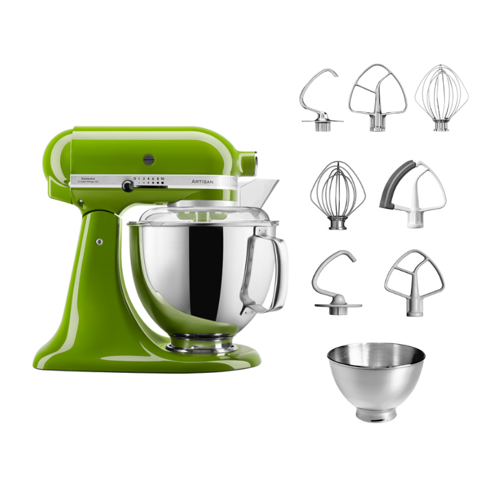 KitchenAid 4,8 L 5KSM175 Artisan Küchenmaschine Steellover mit Edelstahl-Werkzeugen