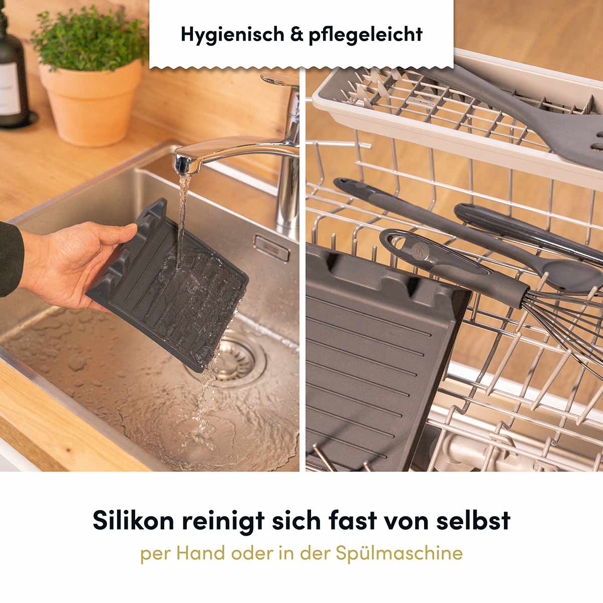 Praktische Ablage für drei Küchenhelfer