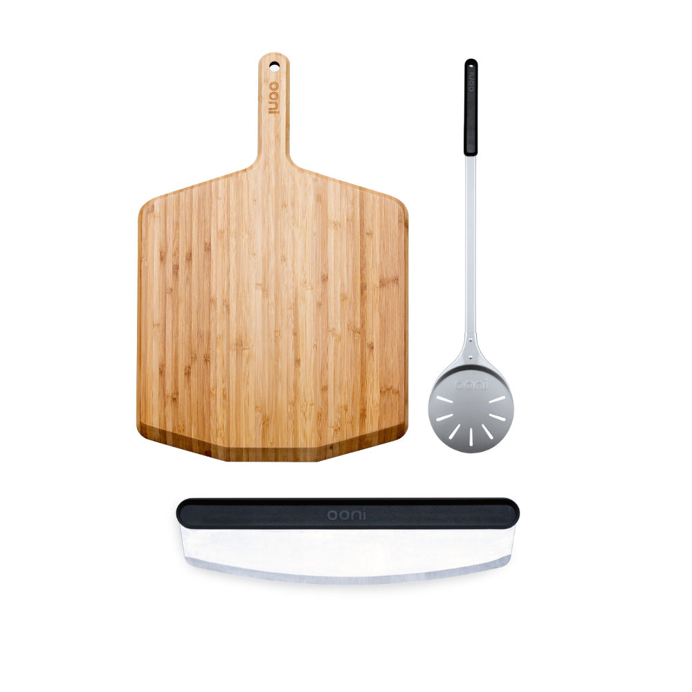 Ooni Pizza Zubehör Set mit 40,6 cm Bambusbrett 3-teilig