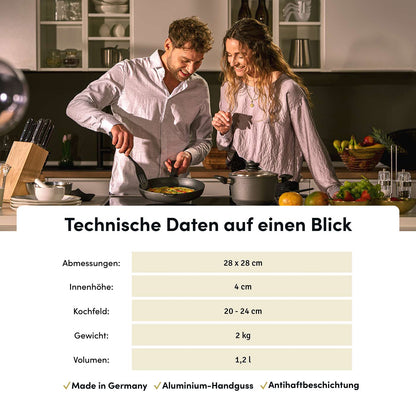 Grillpfanne eckig 28x28 cm I Deckel optional