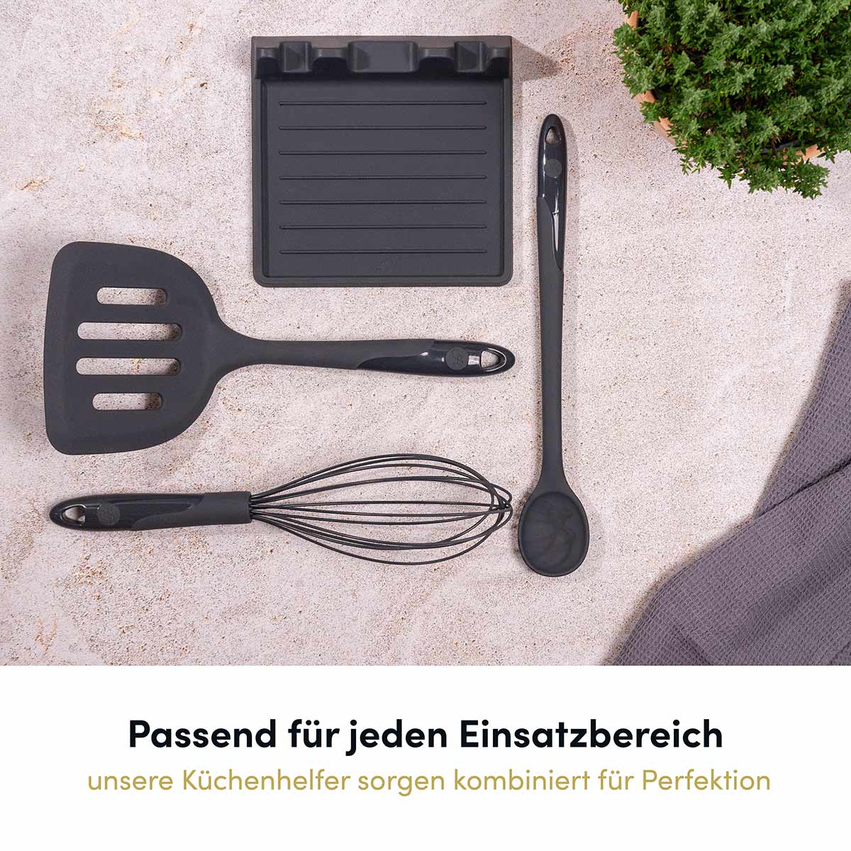 Praktische Ablage für drei Küchenhelfer