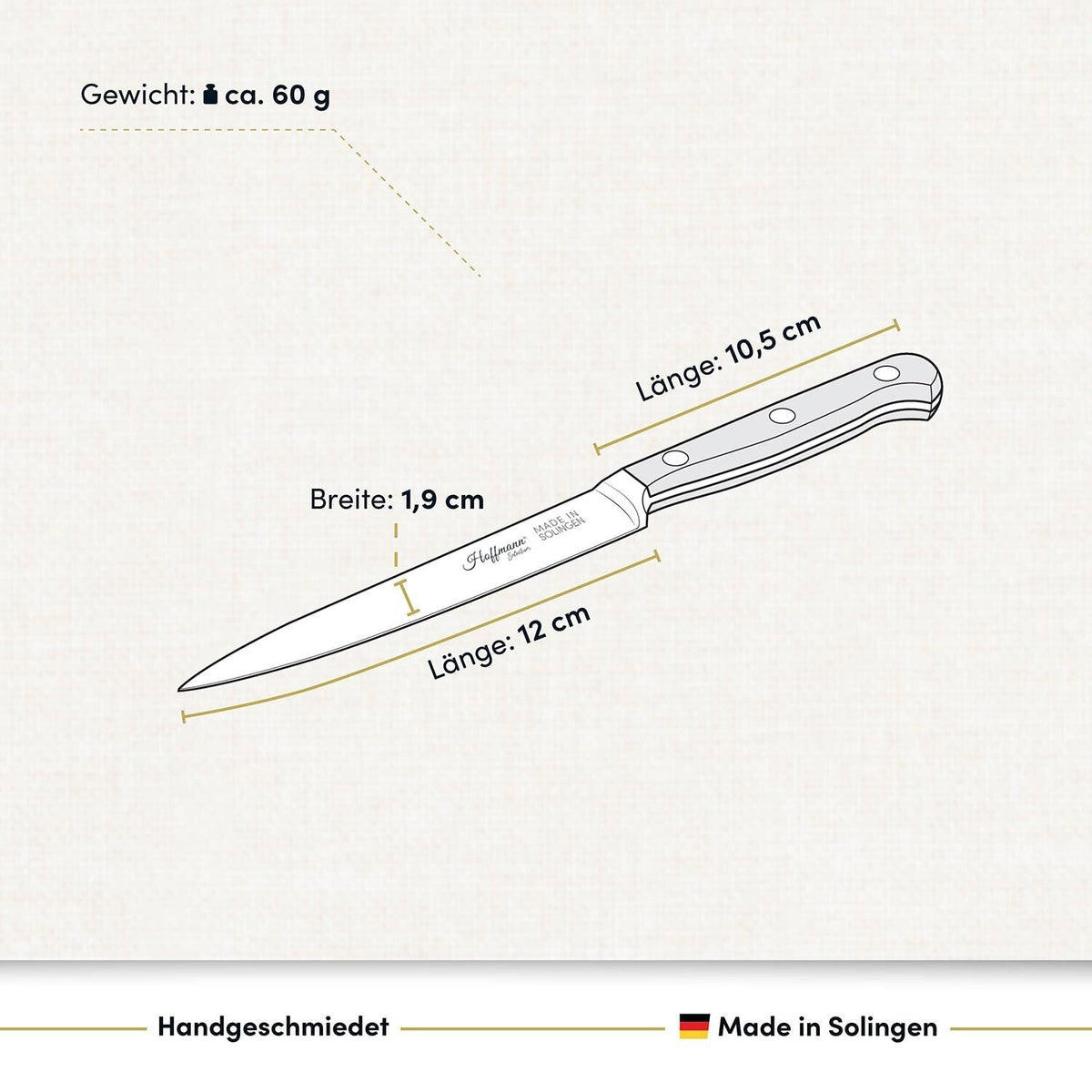 Spickmesser 12 cm, handgeschmiedet in Solingen